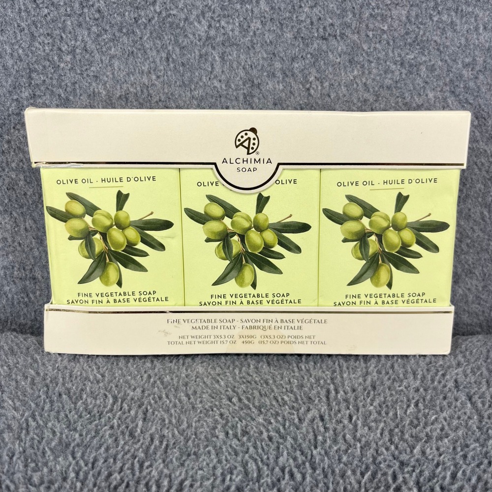 Alchimia Soap Olive Oil Fine Vegetable Soap Set 3x5.3oz Made in Italy Gift Boxed
